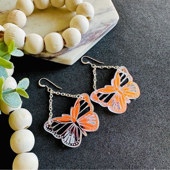 Iridescent Butterfly Earrings Holographic Easter / Spring Earrings - Picture 7 of 7